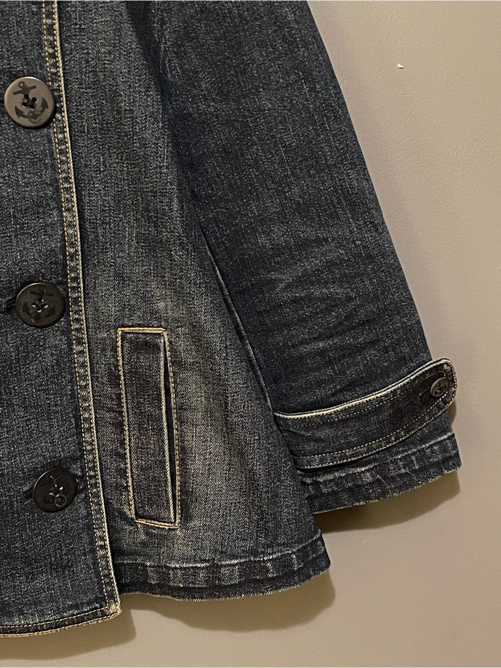 Vintage Ralph Lauren Denim Peacoat Jacket XS Y2K Fit & Flare Nautical - Picture 8 of 16